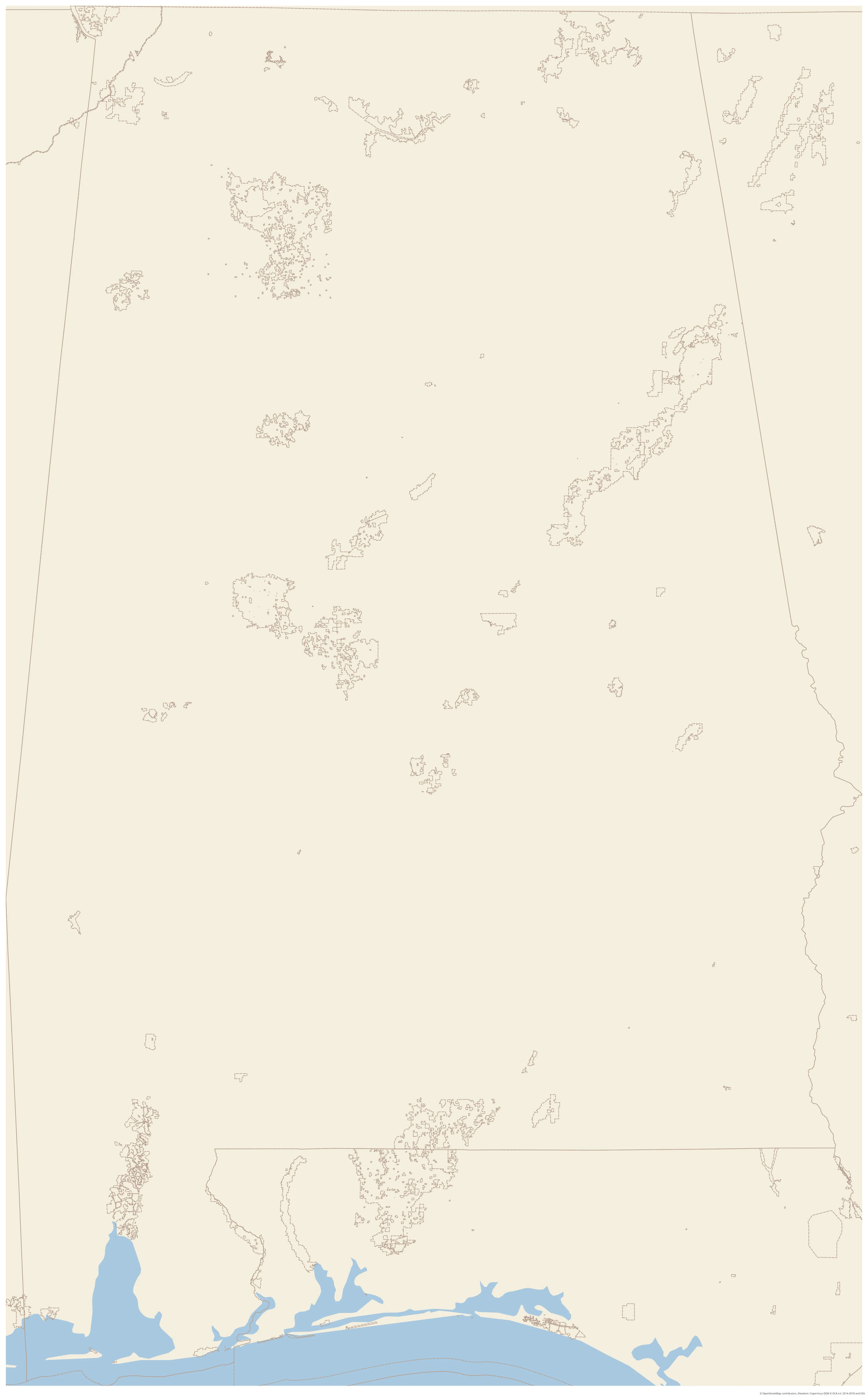 Topographic map of Alabama