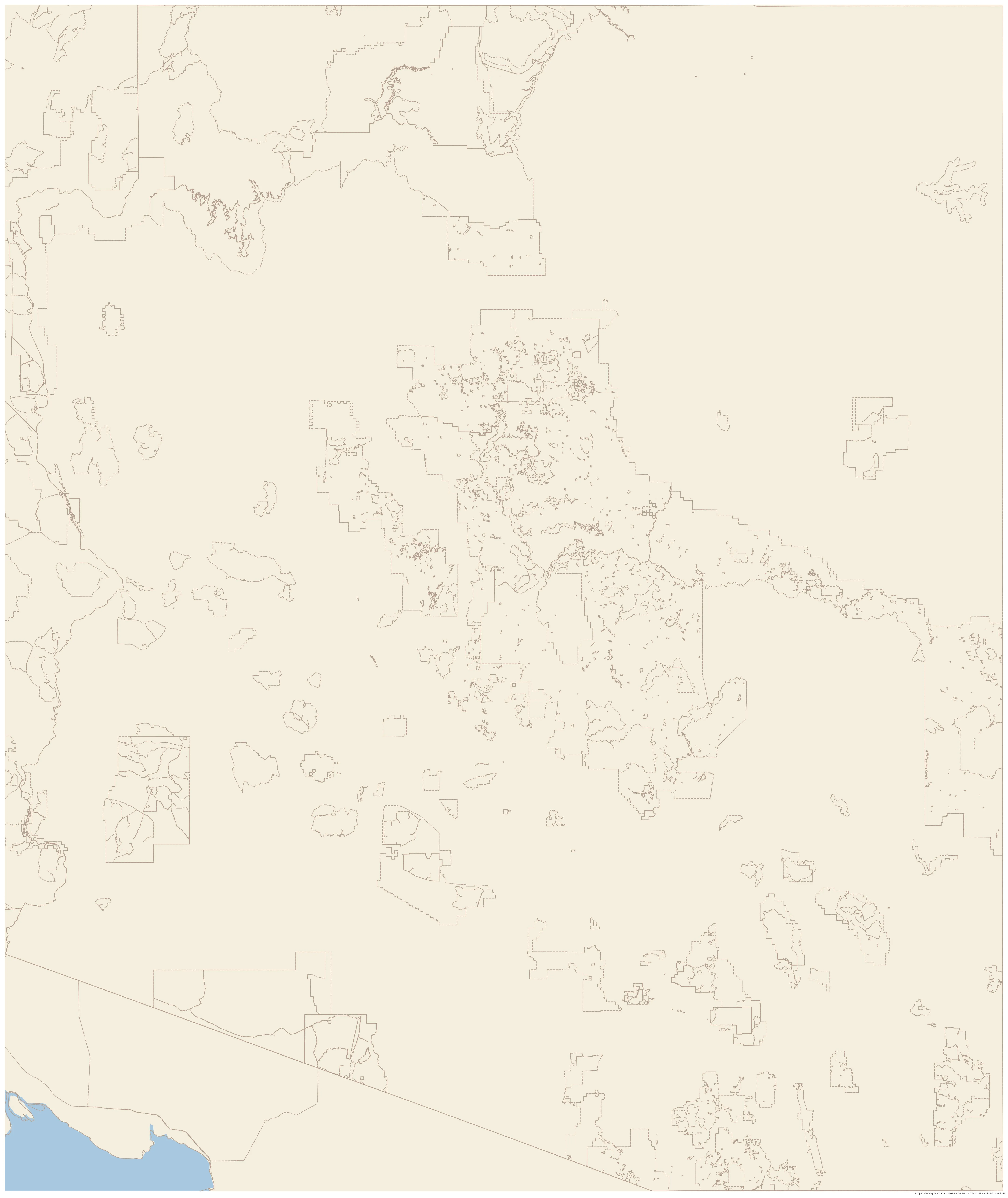 Topographic map of Arizona