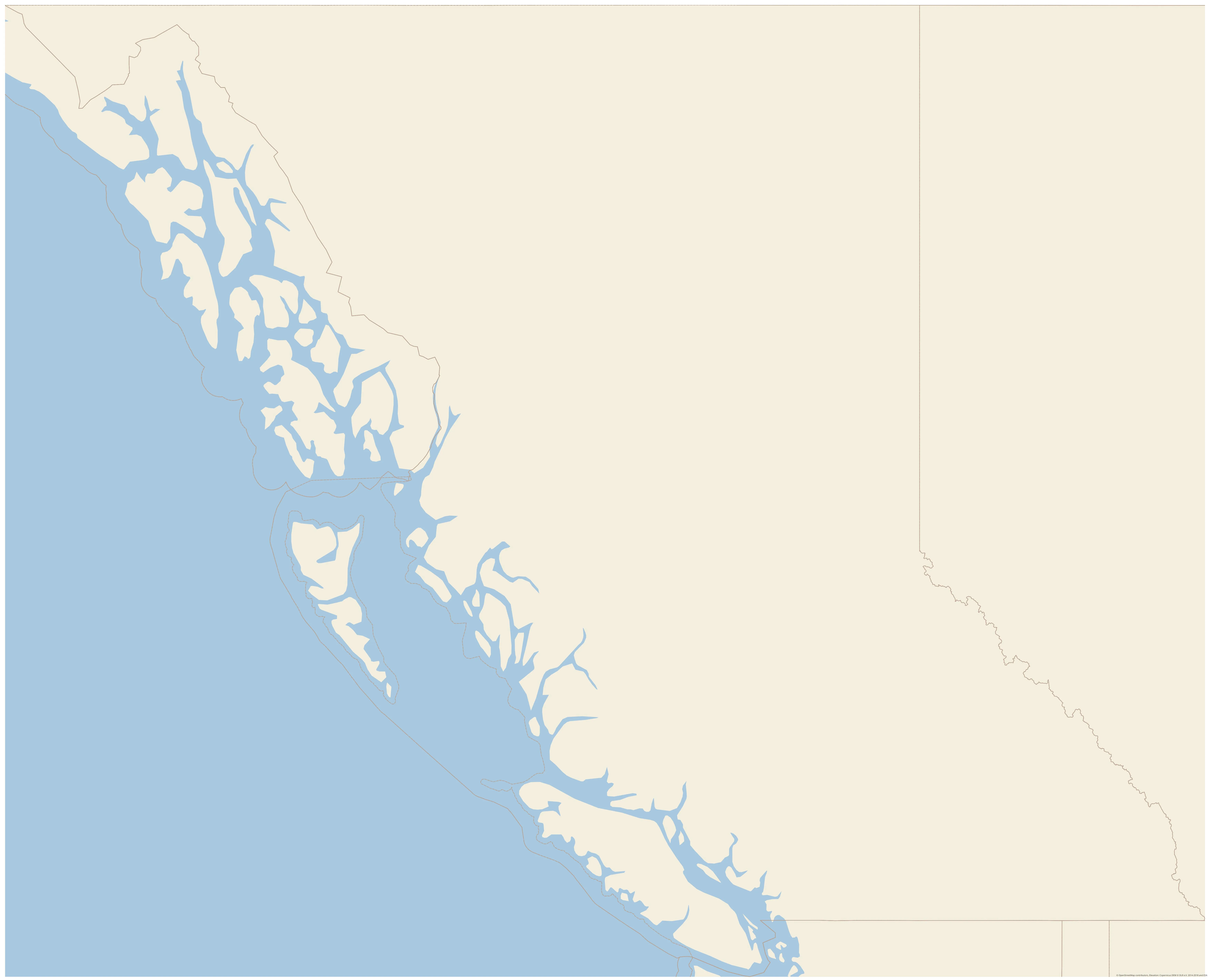 Topographic map of British Columbia