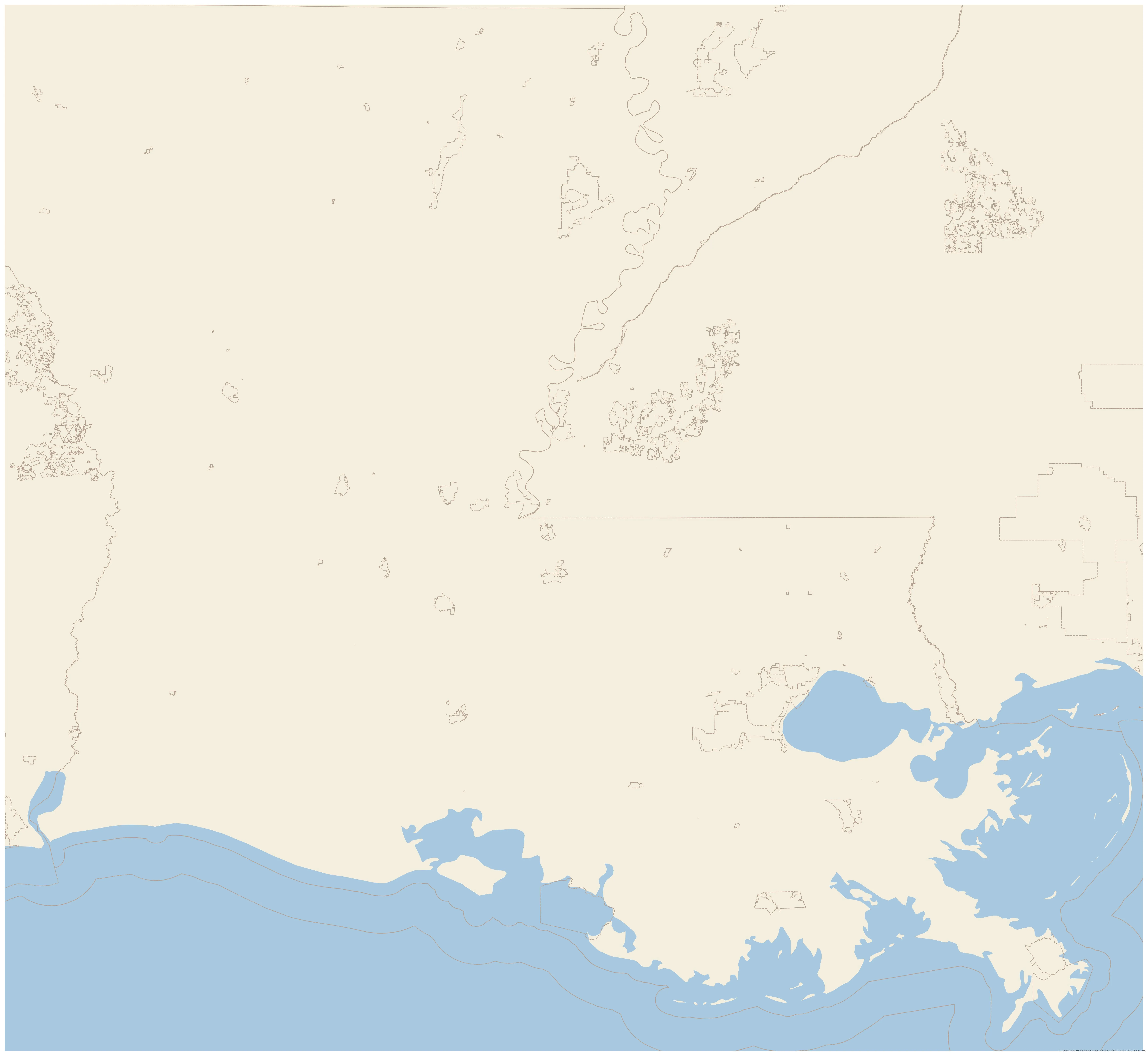 Topographic map of Louisiana