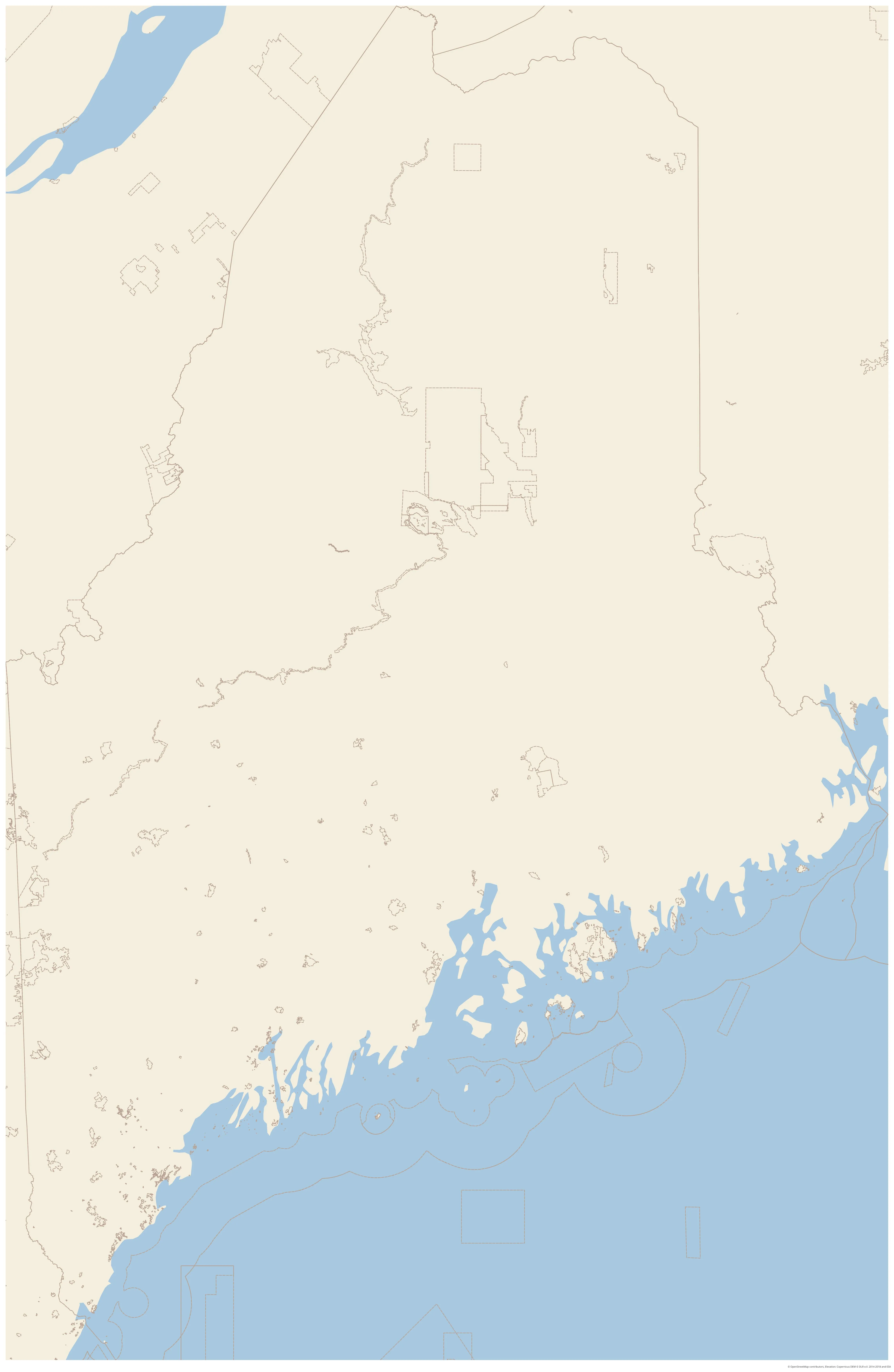 Topographic map of Maine