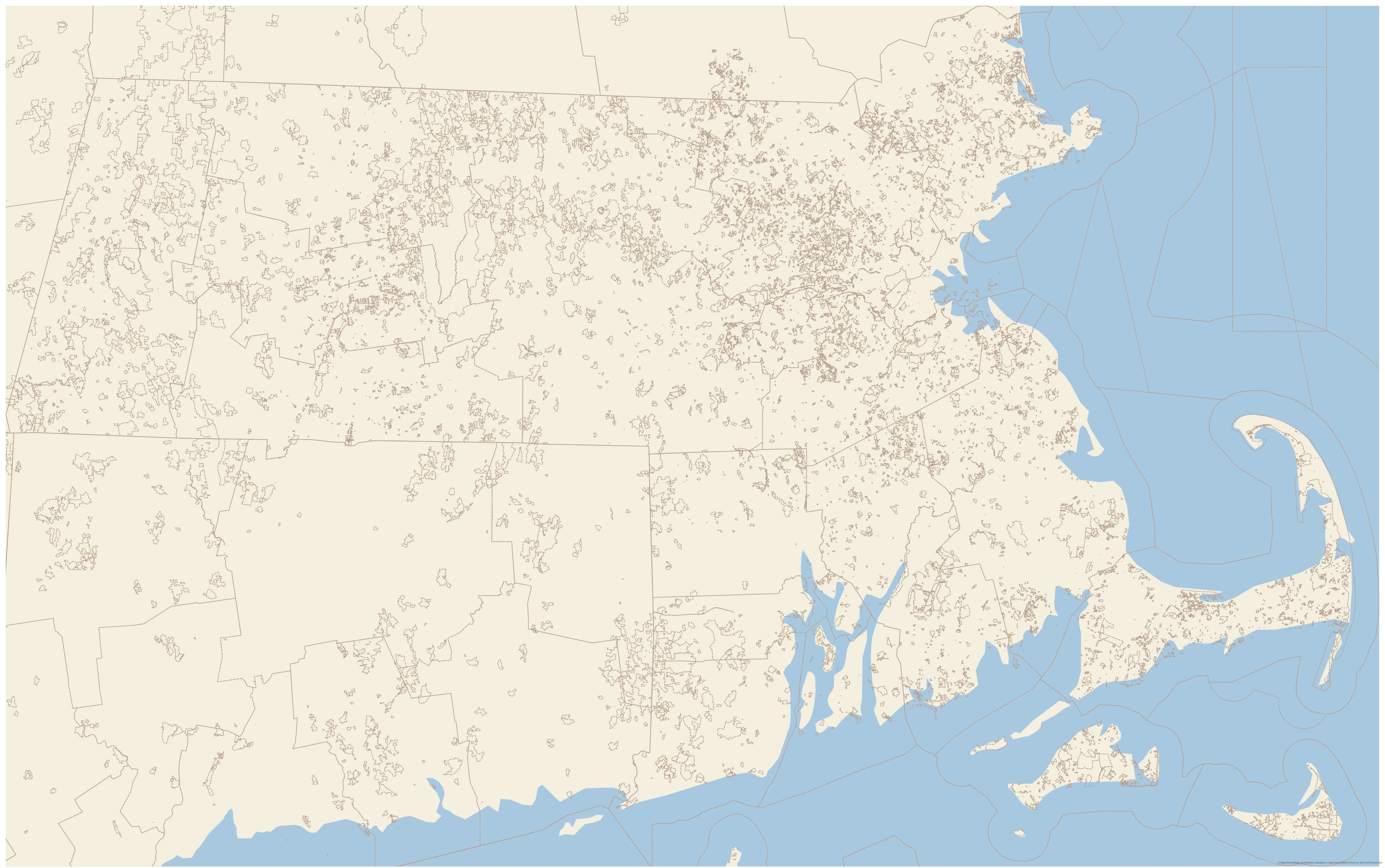 Topographic map of Massachusetts
