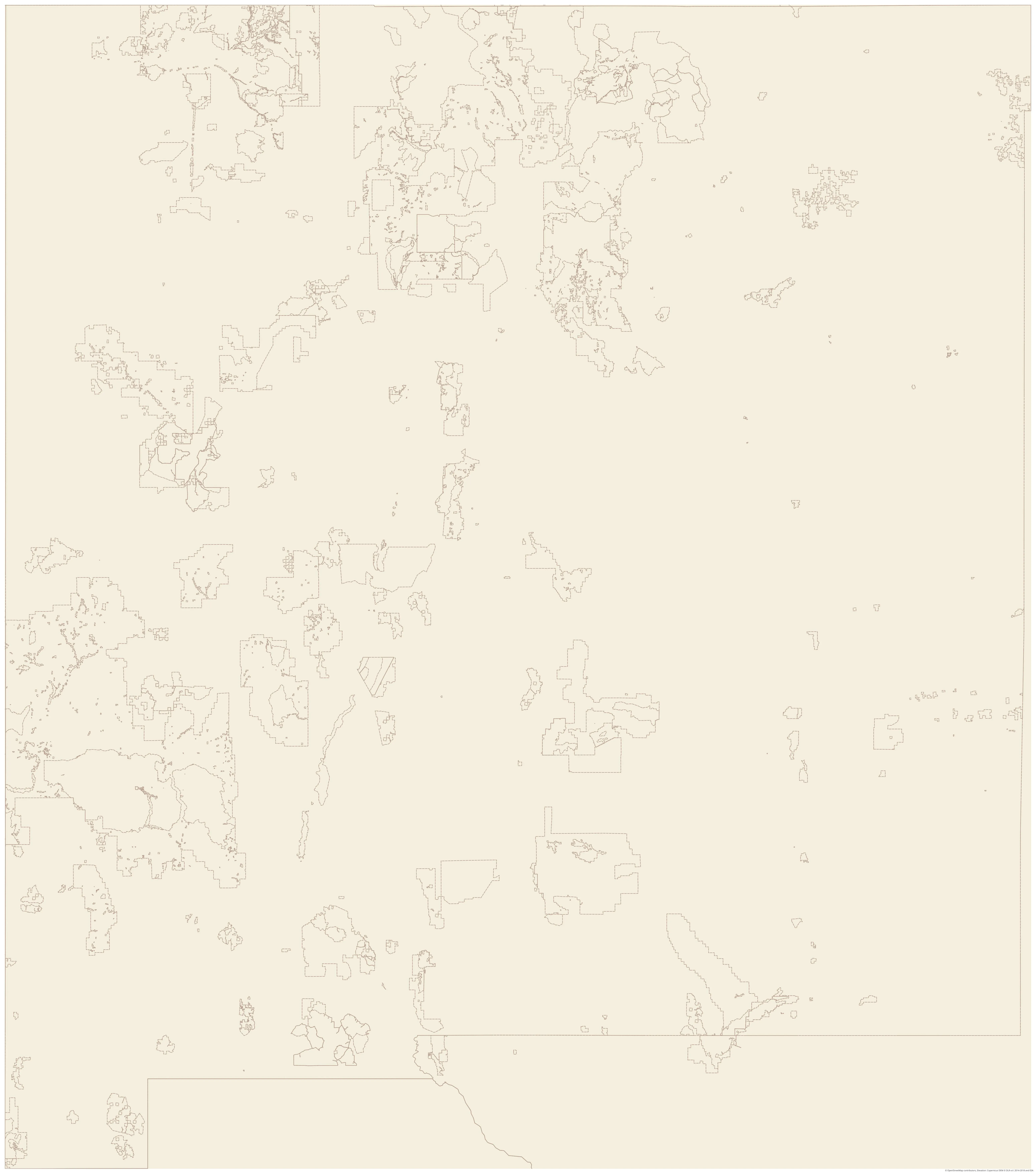 Topographic map of New Mexico
