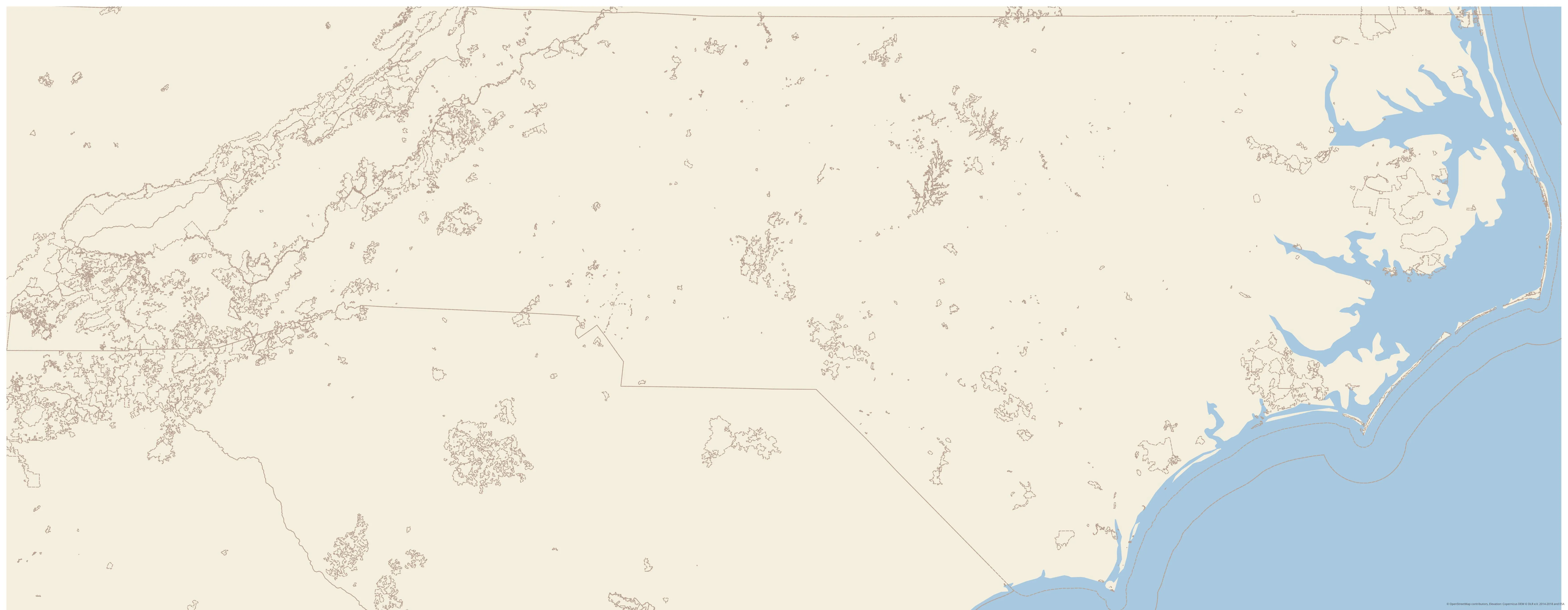 Topographic map of North Carolina