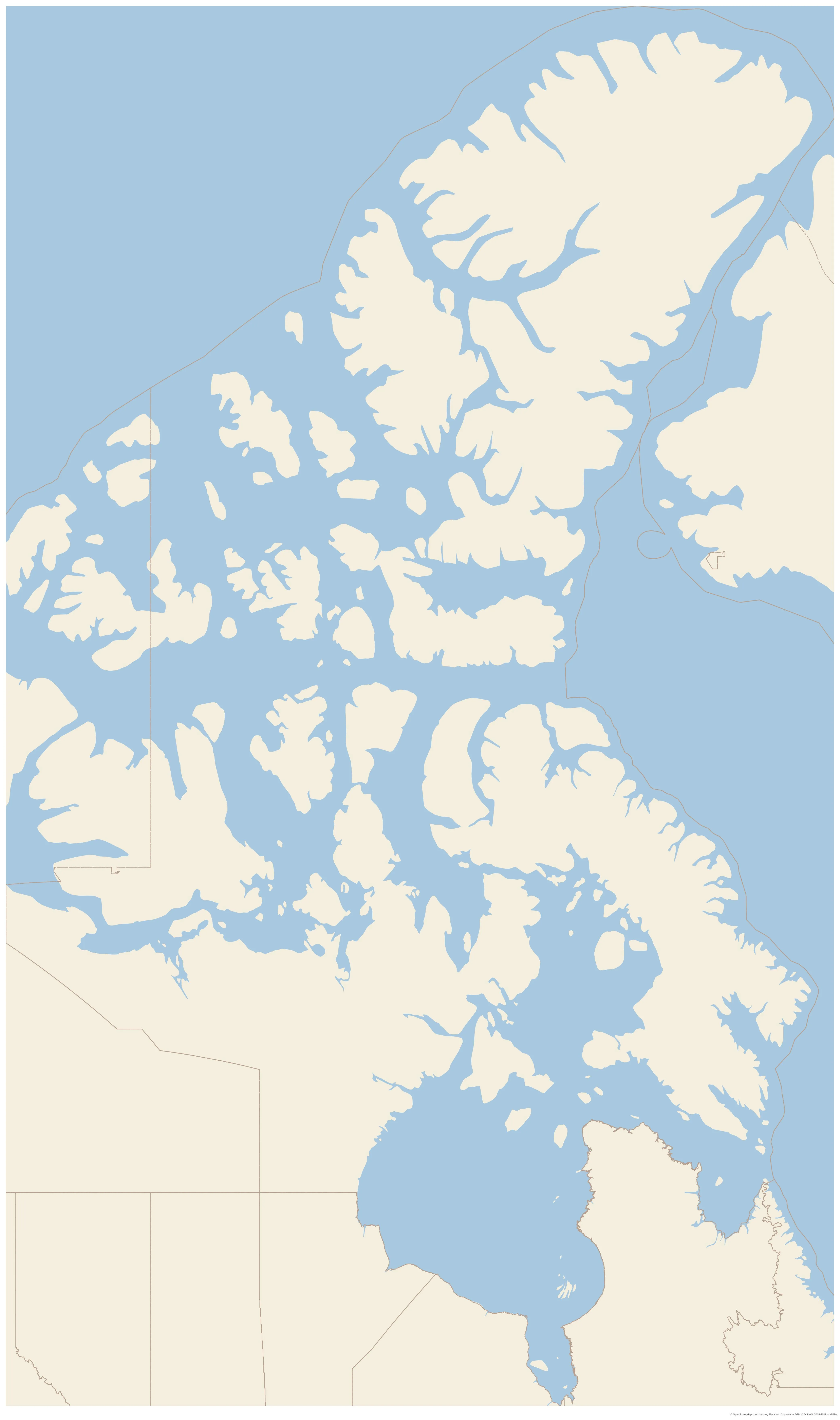 Topographic map of Nunavut