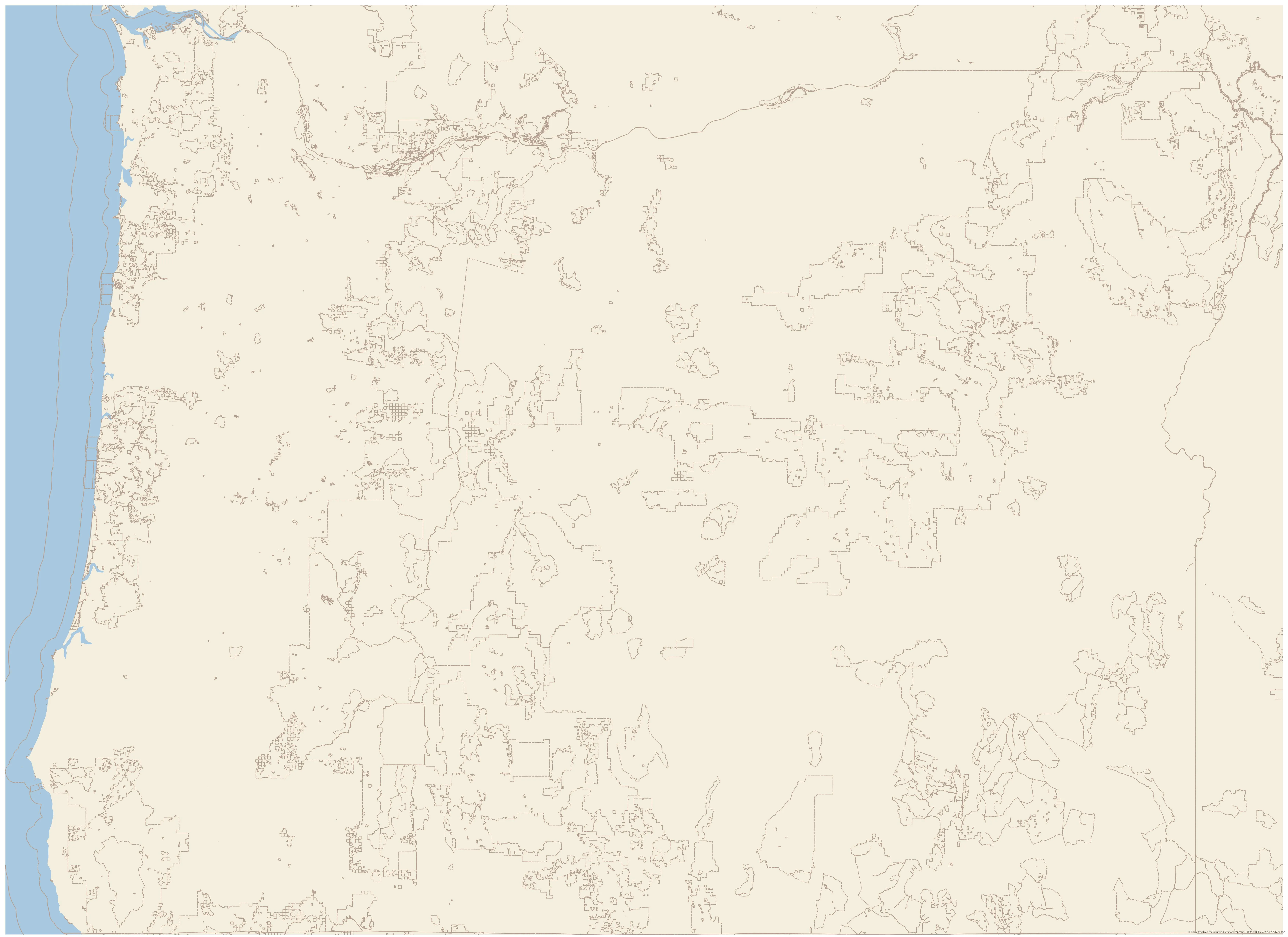 Topographic map of Oregon
