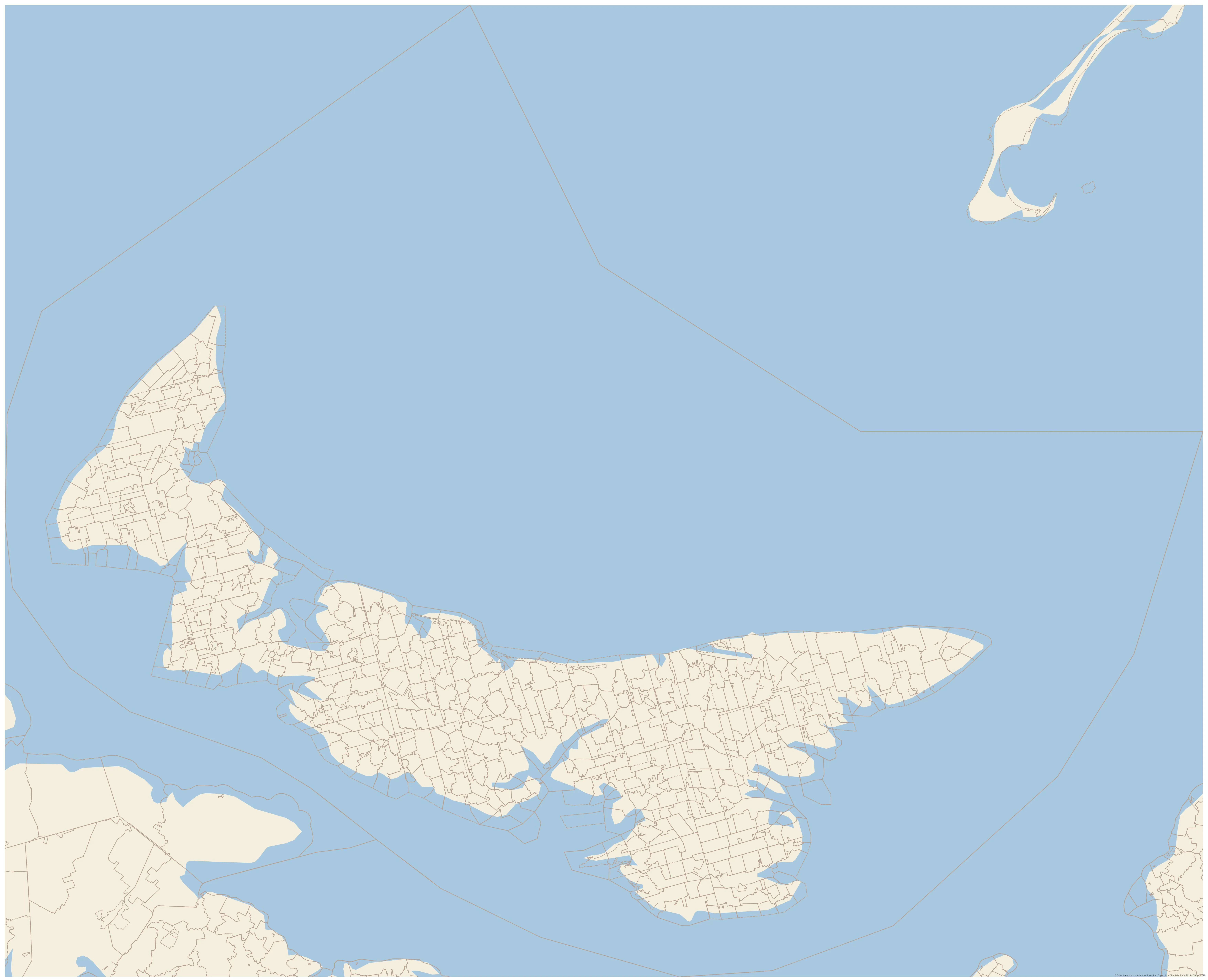 Topographic map of Prince Edward Island