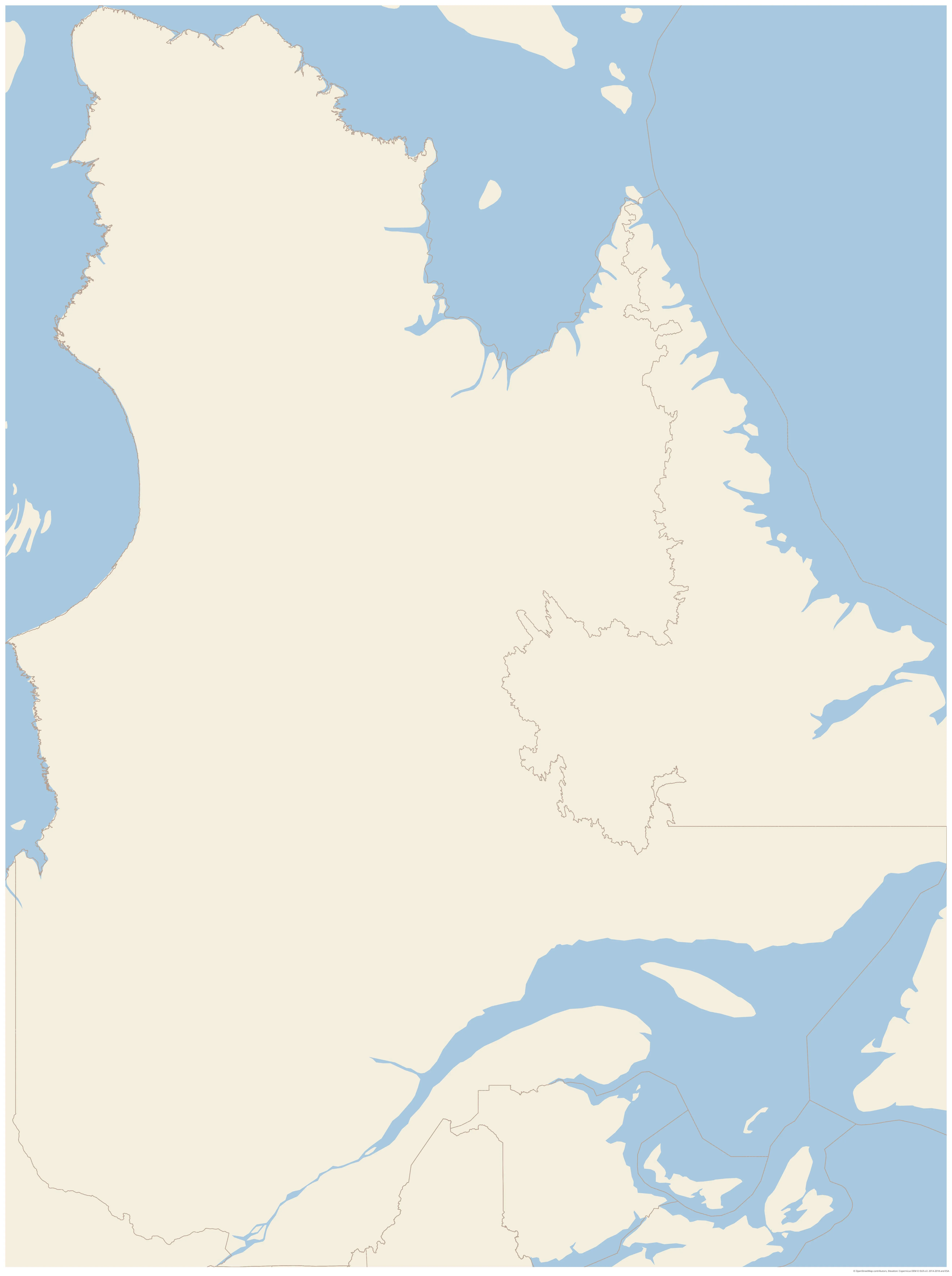 Topographic map of Quebec