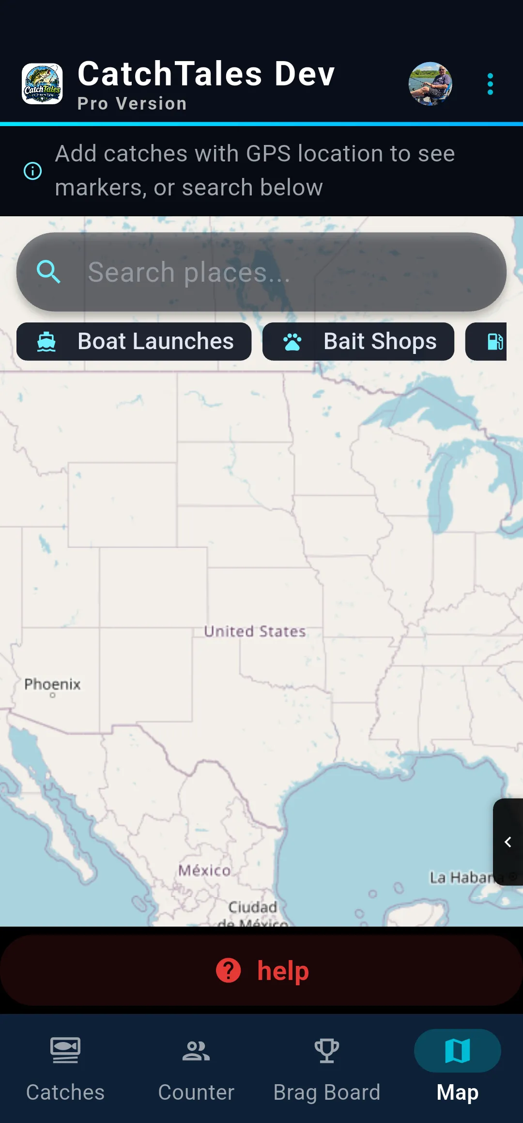 Interactive map screen