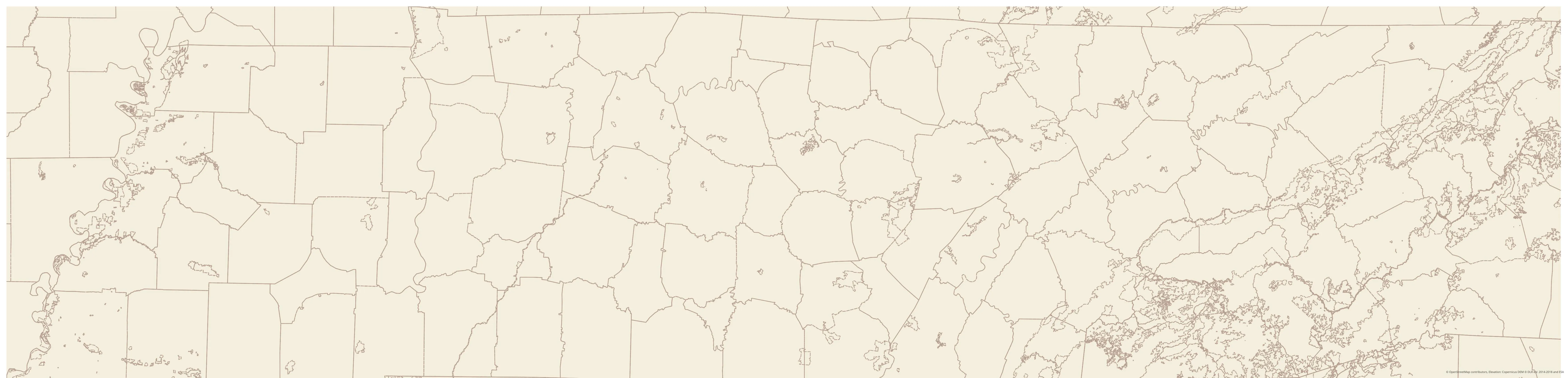 Topographic map of Tennessee