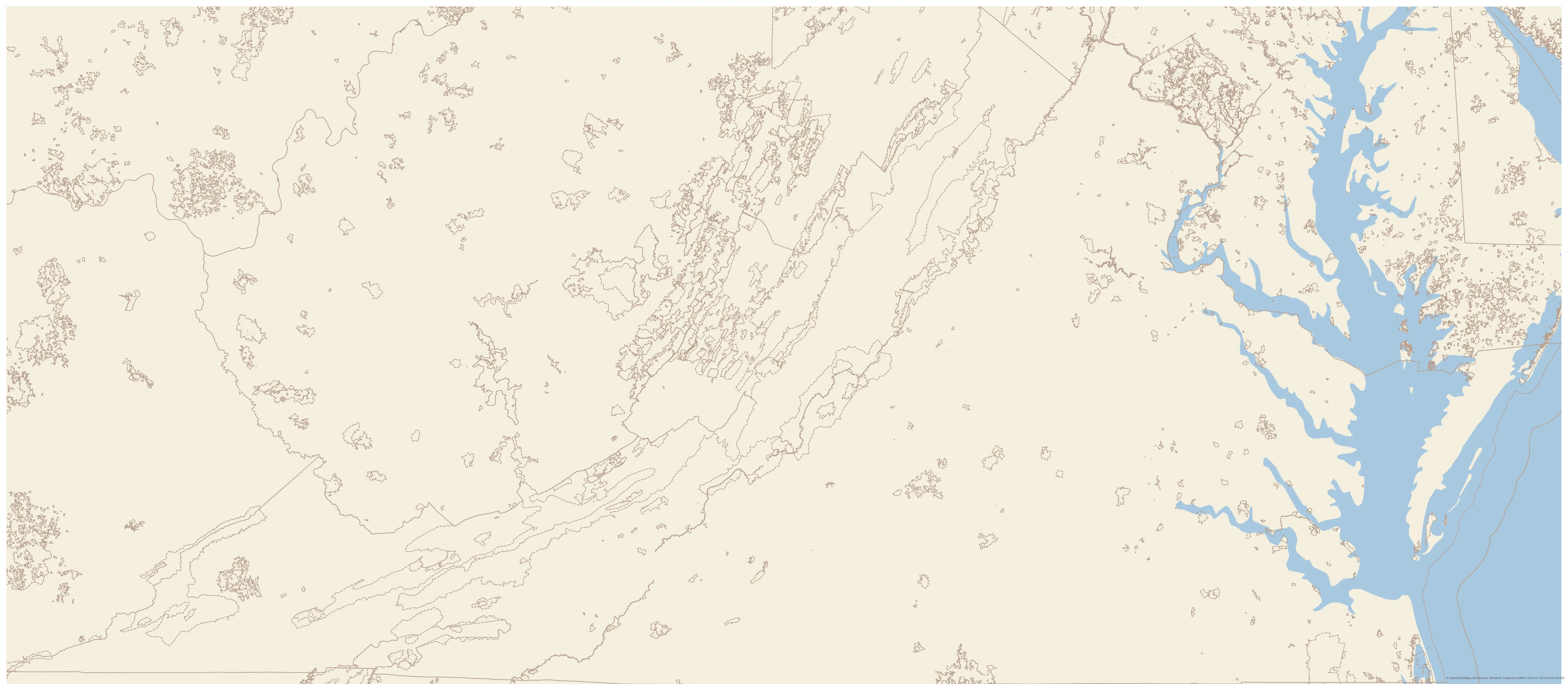 Topographic map of Virginia