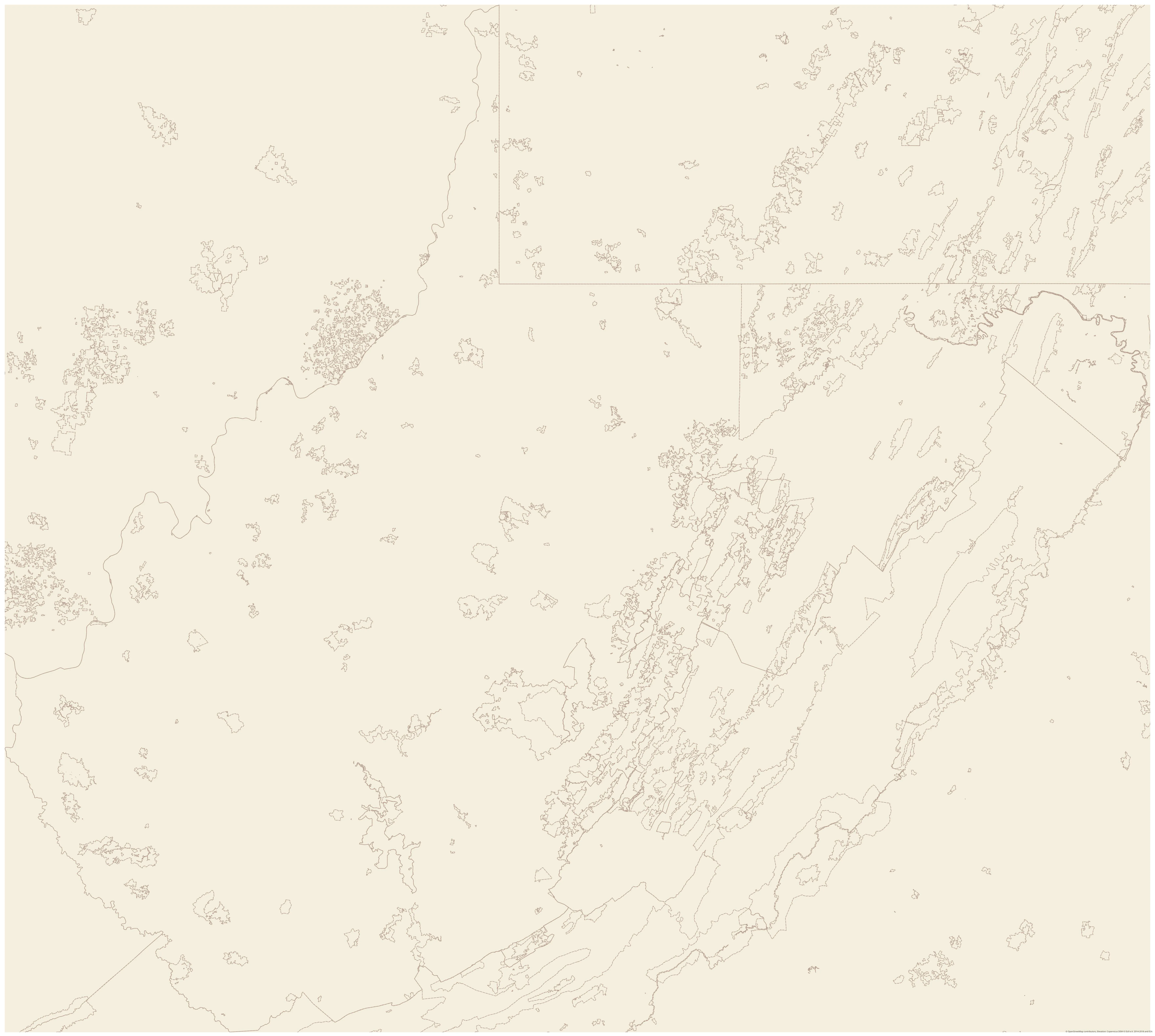 Topographic map of West Virginia